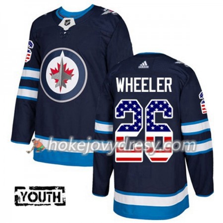 Dětské Hokejový Dres Winnipeg Jets Blake Wheeler 26 2017-2018 USA Flag Fashion Modrá Adidas Authentic